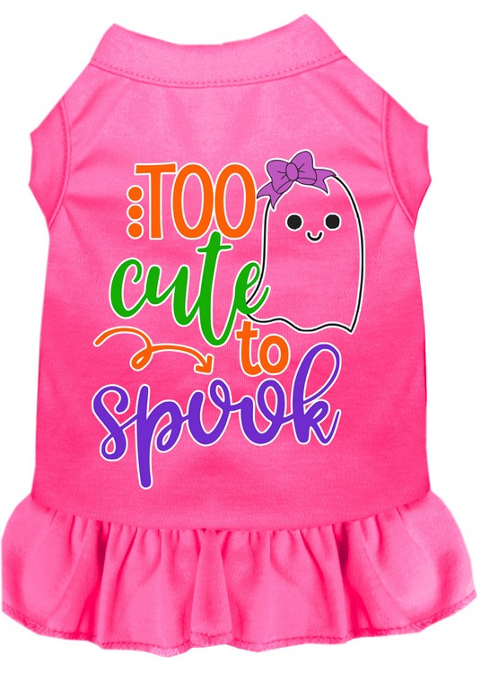 Too Cute to Spook-Girly Ghost Screen Print Dog Dress Bright Pink XL